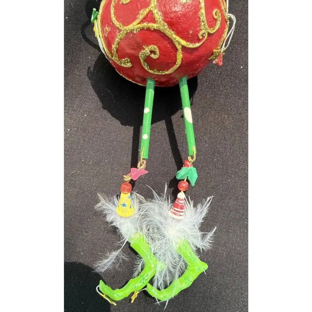 Vintage Katherines Collection Dangle Leg Joy Bear Christmas Ornament Rare! -K2